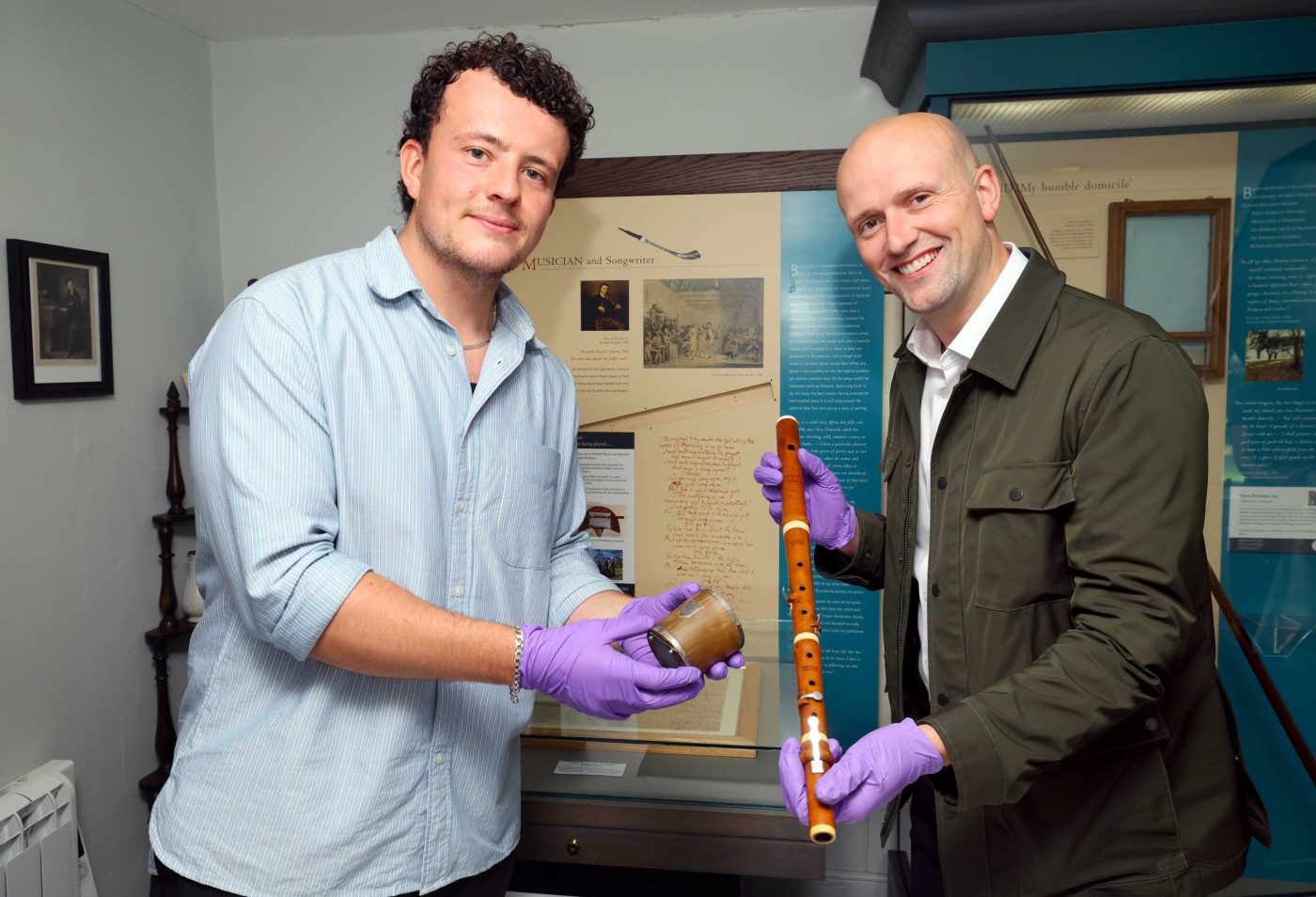 Curator Adam Dickson with Stephen Flynn MSP